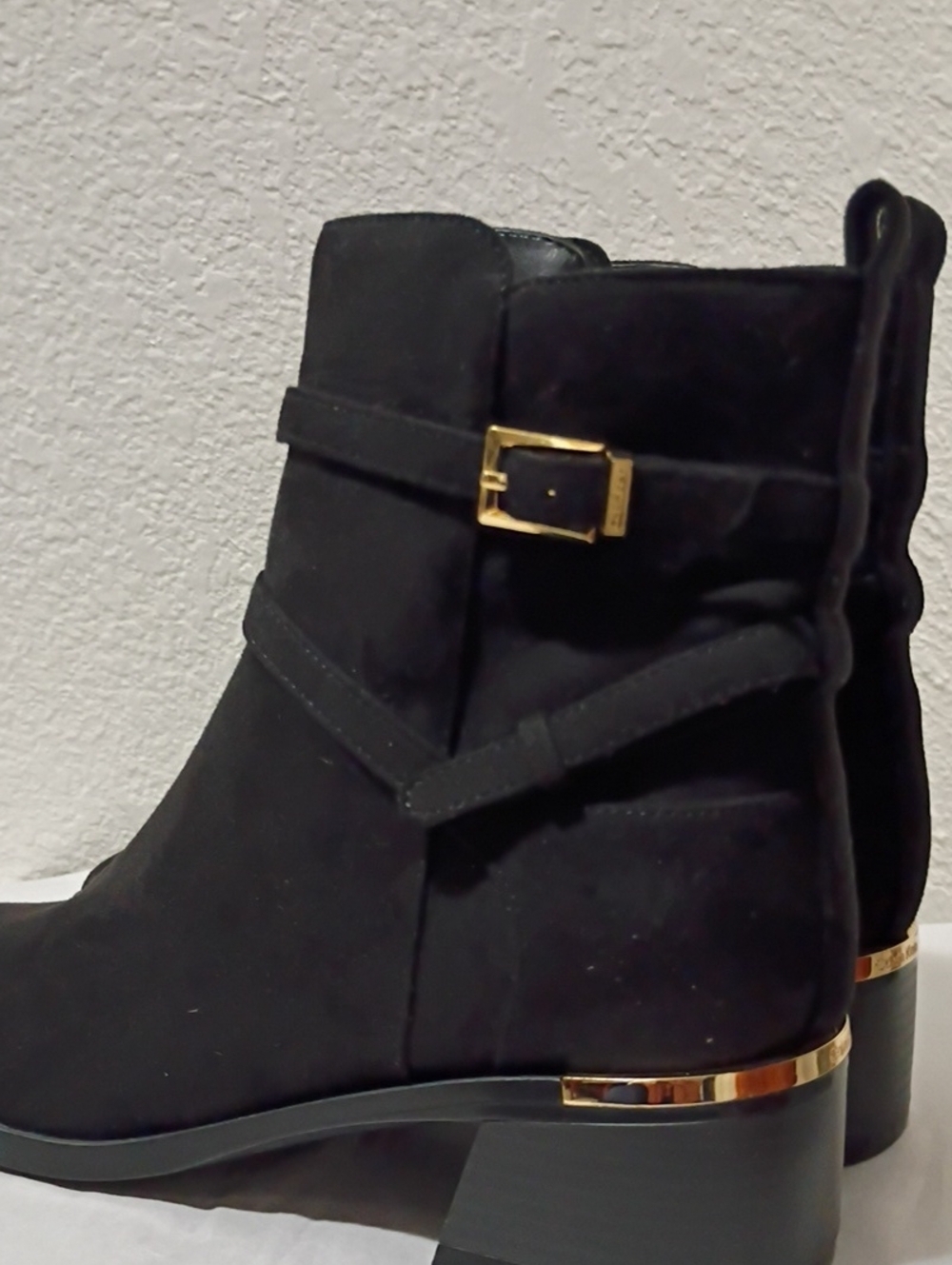 NWOB Calvin Klein Black suede Jasen 2 Buckle Strap Booties with Size 8.5 M - Picture 12 of 15